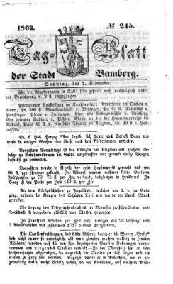 Tag-Blatt der Stadt Bamberg (Bamberger Tagblatt) Sonntag 7. September 1862