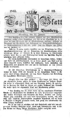 Tag-Blatt der Stadt Bamberg (Bamberger Tagblatt) Montag 12. Januar 1863