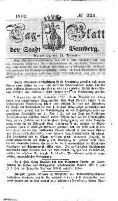 Tag-Blatt der Stadt Bamberg (Bamberger Tagblatt) Samstag 22. November 1862