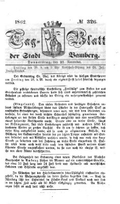 Tag-Blatt der Stadt Bamberg (Bamberger Tagblatt) Donnerstag 27. November 1862