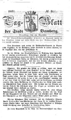 Tag-Blatt der Stadt Bamberg (Bamberger Tagblatt) Dienstag 16. Dezember 1862