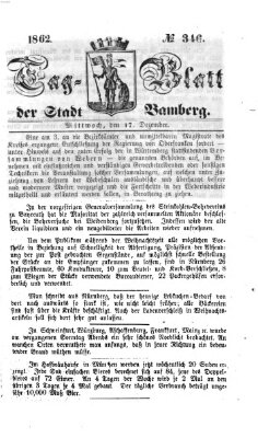 Tag-Blatt der Stadt Bamberg (Bamberger Tagblatt) Mittwoch 17. Dezember 1862