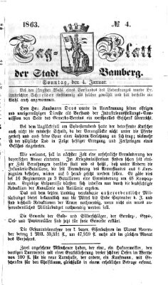 Tag-Blatt der Stadt Bamberg (Bamberger Tagblatt) Sonntag 4. Januar 1863