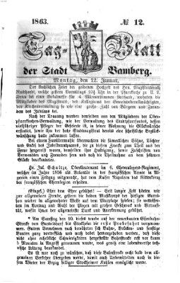 Tag-Blatt der Stadt Bamberg (Bamberger Tagblatt) Montag 12. Januar 1863