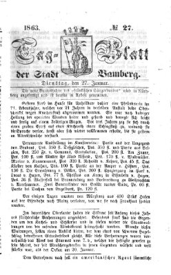 Tag-Blatt der Stadt Bamberg (Bamberger Tagblatt) Dienstag 27. Januar 1863