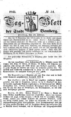 Tag-Blatt der Stadt Bamberg (Bamberger Tagblatt) Freitag 20. Februar 1863