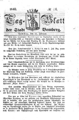 Tag-Blatt der Stadt Bamberg (Bamberger Tagblatt) Samstag 21. Februar 1863