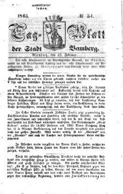 Tag-Blatt der Stadt Bamberg (Bamberger Tagblatt) Montag 23. Februar 1863