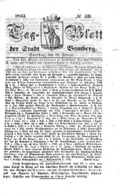 Tag-Blatt der Stadt Bamberg (Bamberger Tagblatt) Samstag 28. Februar 1863