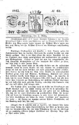 Tag-Blatt der Stadt Bamberg (Bamberger Tagblatt) Montag 2. März 1863