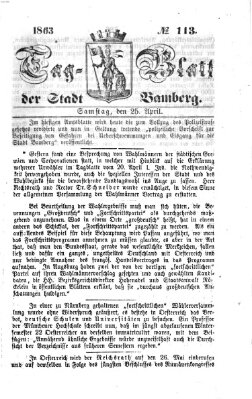 Tag-Blatt der Stadt Bamberg (Bamberger Tagblatt) Samstag 25. April 1863