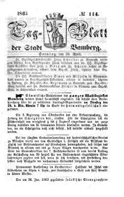 Tag-Blatt der Stadt Bamberg (Bamberger Tagblatt) Sonntag 26. April 1863