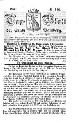 Tag-Blatt der Stadt Bamberg (Bamberger Tagblatt) Dienstag 28. April 1863