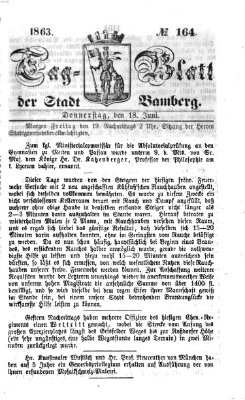 Tag-Blatt der Stadt Bamberg (Bamberger Tagblatt) Donnerstag 18. Juni 1863