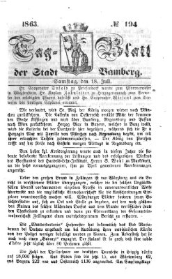 Tag-Blatt der Stadt Bamberg (Bamberger Tagblatt) Samstag 18. Juli 1863