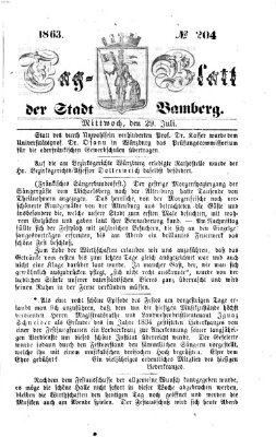 Tag-Blatt der Stadt Bamberg (Bamberger Tagblatt) Mittwoch 29. Juli 1863