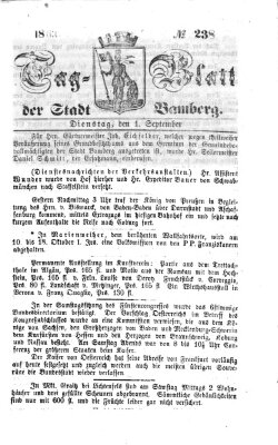 Tag-Blatt der Stadt Bamberg (Bamberger Tagblatt) Dienstag 1. September 1863