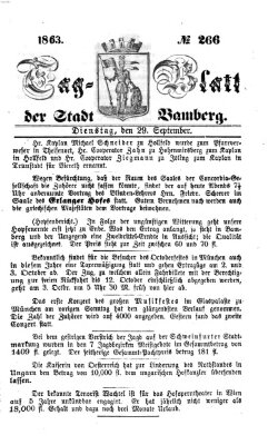 Tag-Blatt der Stadt Bamberg (Bamberger Tagblatt) Dienstag 29. September 1863