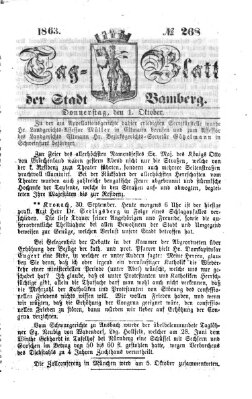 Tag-Blatt der Stadt Bamberg (Bamberger Tagblatt) Donnerstag 1. Oktober 1863