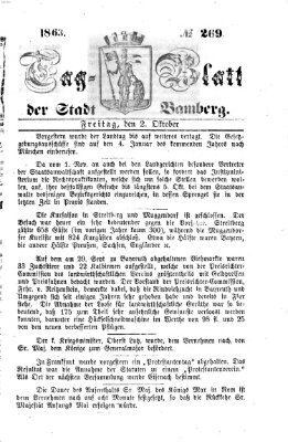 Tag-Blatt der Stadt Bamberg (Bamberger Tagblatt) Freitag 2. Oktober 1863