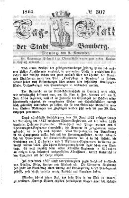 Tag-Blatt der Stadt Bamberg (Bamberger Tagblatt) Montag 9. November 1863