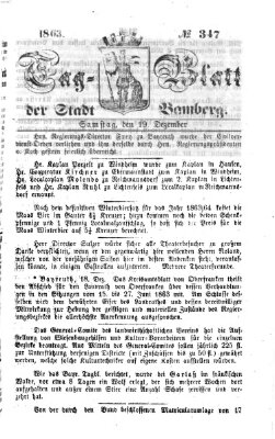 Tag-Blatt der Stadt Bamberg (Bamberger Tagblatt) Samstag 19. Dezember 1863