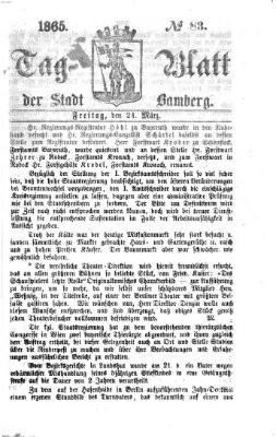 Tag-Blatt der Stadt Bamberg (Bamberger Tagblatt) Freitag 24. März 1865