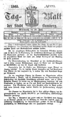 Tag-Blatt der Stadt Bamberg (Bamberger Tagblatt) Mittwoch 28. Juni 1865