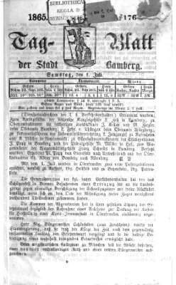 Tag-Blatt der Stadt Bamberg (Bamberger Tagblatt) Samstag 1. Juli 1865