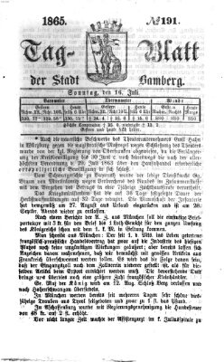 Tag-Blatt der Stadt Bamberg (Bamberger Tagblatt) Sonntag 16. Juli 1865