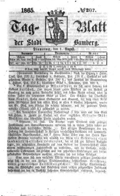 Tag-Blatt der Stadt Bamberg (Bamberger Tagblatt) Dienstag 1. August 1865