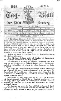 Tag-Blatt der Stadt Bamberg (Bamberger Tagblatt) Sonntag 13. August 1865