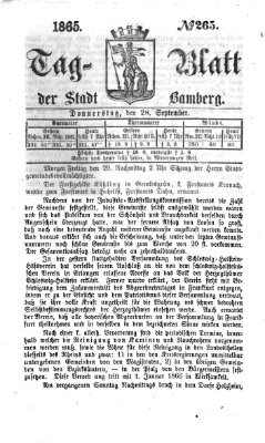 Tag-Blatt der Stadt Bamberg (Bamberger Tagblatt) Donnerstag 28. September 1865