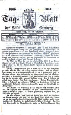 Tag-Blatt der Stadt Bamberg (Bamberger Tagblatt) Dienstag 19. Dezember 1865