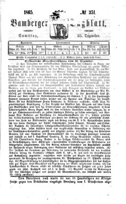 Tag-Blatt der Stadt Bamberg (Bamberger Tagblatt) Samstag 23. Dezember 1865