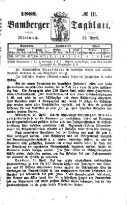 Bamberger Tagblatt Mittwoch 22. April 1868