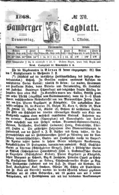 Bamberger Tagblatt Donnerstag 1. Oktober 1868