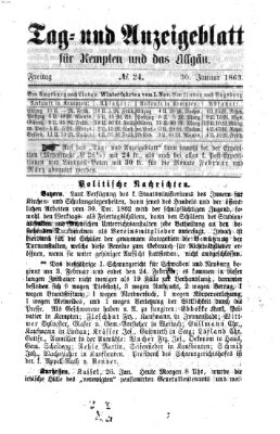 Tag- und Anzeigeblatt für Kempten und das Allgäu Freitag 30. Januar 1863