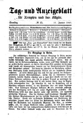 Tag- und Anzeigeblatt für Kempten und das Allgäu Samstag 31. Januar 1863