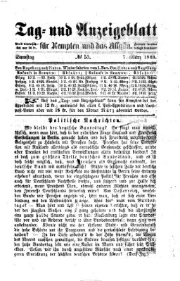 Tag- und Anzeigeblatt für Kempten und das Allgäu Samstag 7. März 1863