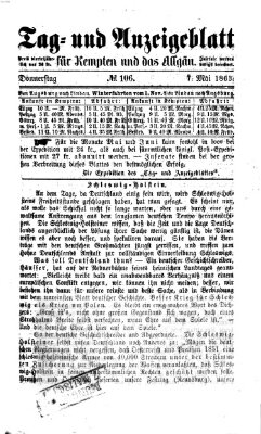 Tag- und Anzeigeblatt für Kempten und das Allgäu Donnerstag 7. Mai 1863