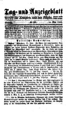 Tag- und Anzeigeblatt für Kempten und das Allgäu Sonntag 24. Mai 1863