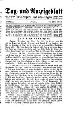 Tag- und Anzeigeblatt für Kempten und das Allgäu Dienstag 26. Mai 1863