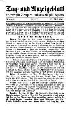 Tag- und Anzeigeblatt für Kempten und das Allgäu Mittwoch 27. Mai 1863