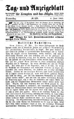 Tag- und Anzeigeblatt für Kempten und das Allgäu Donnerstag 4. Juni 1863