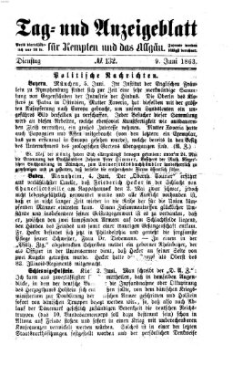 Tag- und Anzeigeblatt für Kempten und das Allgäu Dienstag 9. Juni 1863