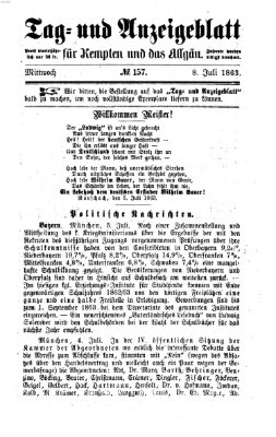 Tag- und Anzeigeblatt für Kempten und das Allgäu Mittwoch 8. Juli 1863