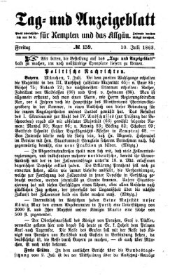 Tag- und Anzeigeblatt für Kempten und das Allgäu Freitag 10. Juli 1863