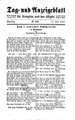 Tag- und Anzeigeblatt für Kempten und das Allgäu Samstag 11. Juli 1863