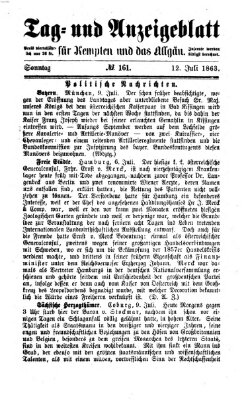 Tag- und Anzeigeblatt für Kempten und das Allgäu Sonntag 12. Juli 1863